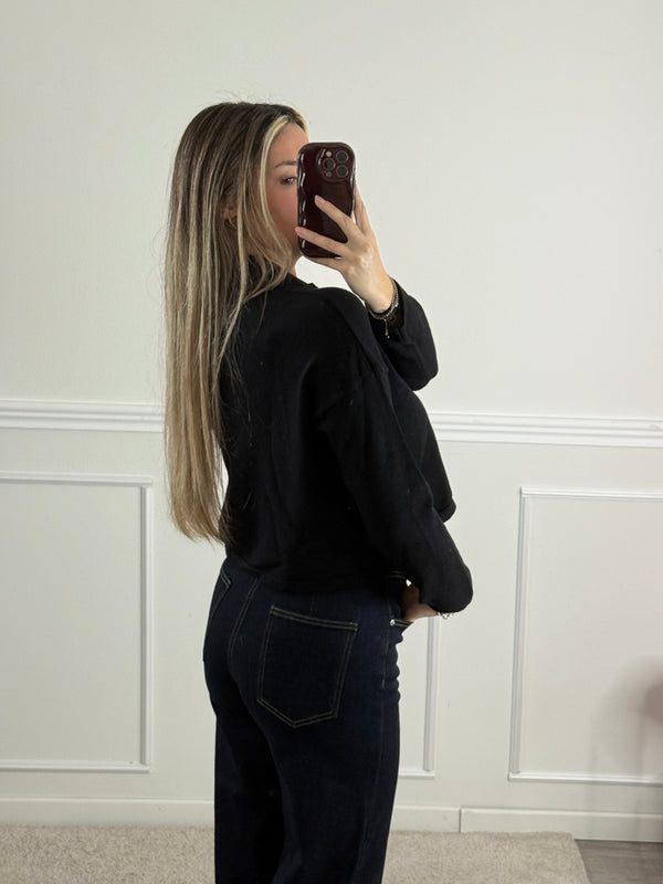 Polo morbida crop a maniche lunghe