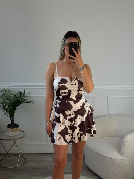 Vestitino a balze Cow Print