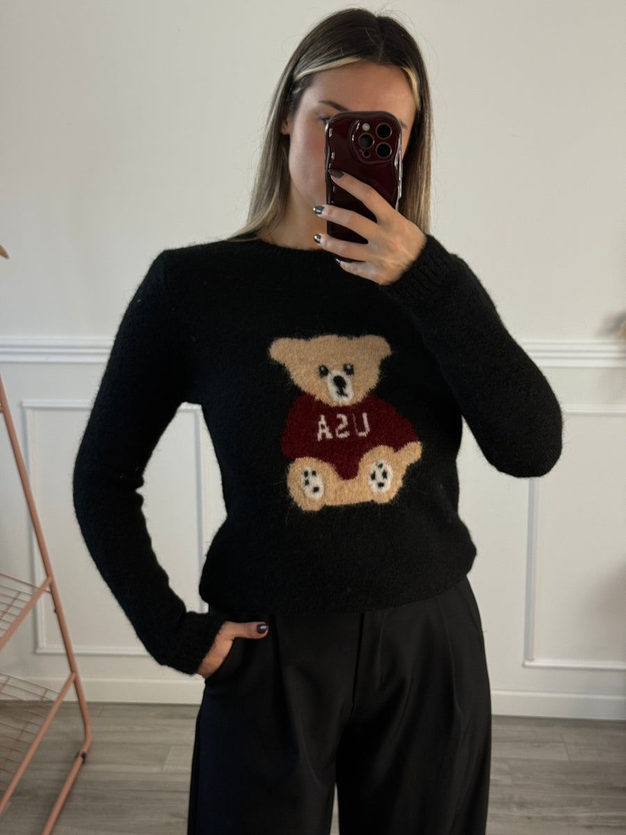 Maglioncino morbido con orsetto ricamato – alternate