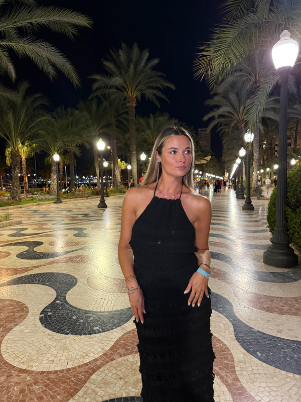 Vestito lungo con balze in chiffon FUME'