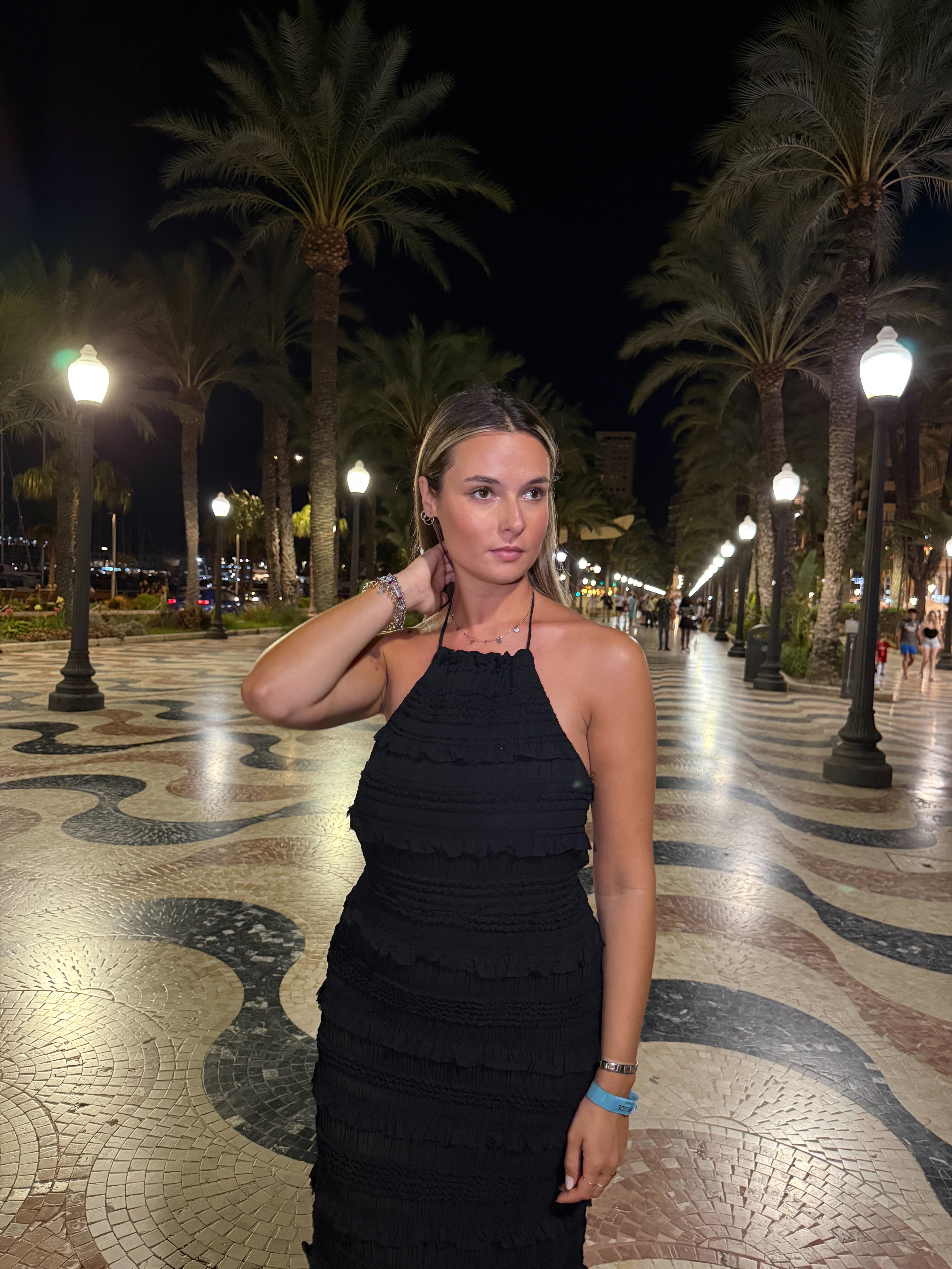 Vestito lungo con balze in chiffon FUME' Immagine secondaria del prodotto