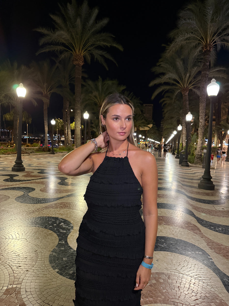 Vestito lungo con balze in chiffon FUME' – alternate