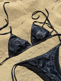 Bikini Top nero lucido effetto pitonato