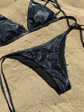 Bikini Top nero lucido effetto pitonato