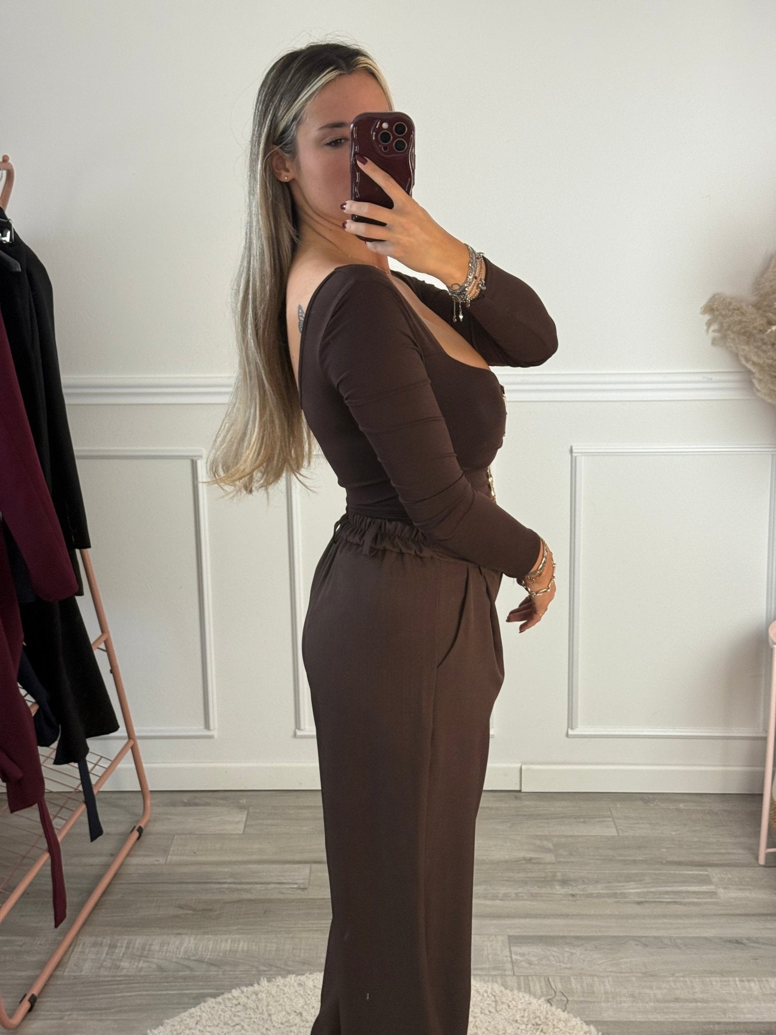 Body a maniche lunghe cut - out con morsetti dorati - Follie by Alice
