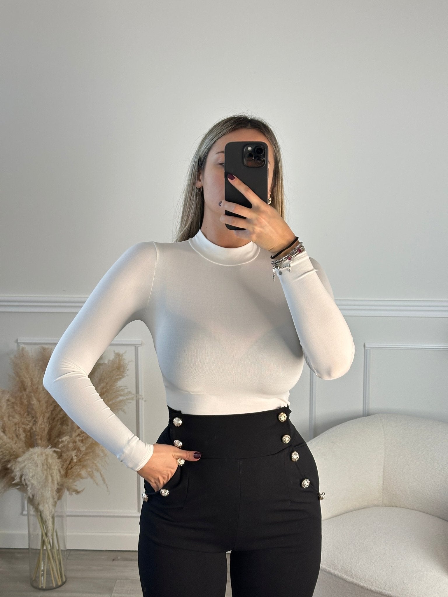 Body a maniche lunghe in satin Immagine secondaria del prodotto