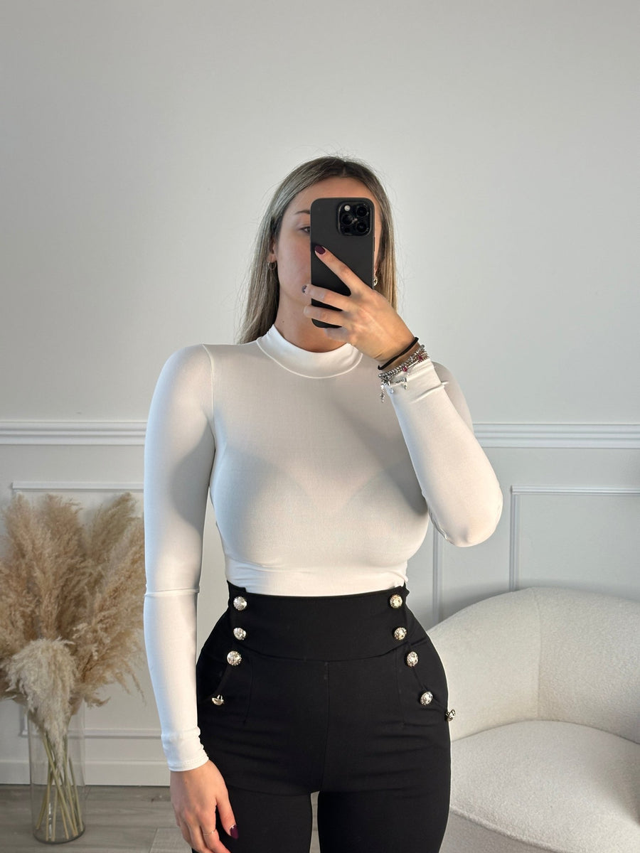 Body a maniche lunghe in satin