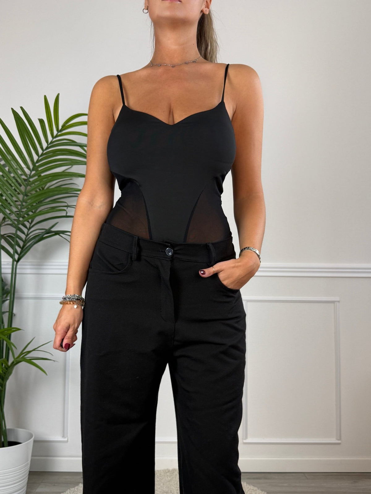 Body a V con pannelli in rete LINEA - Follie by Alice