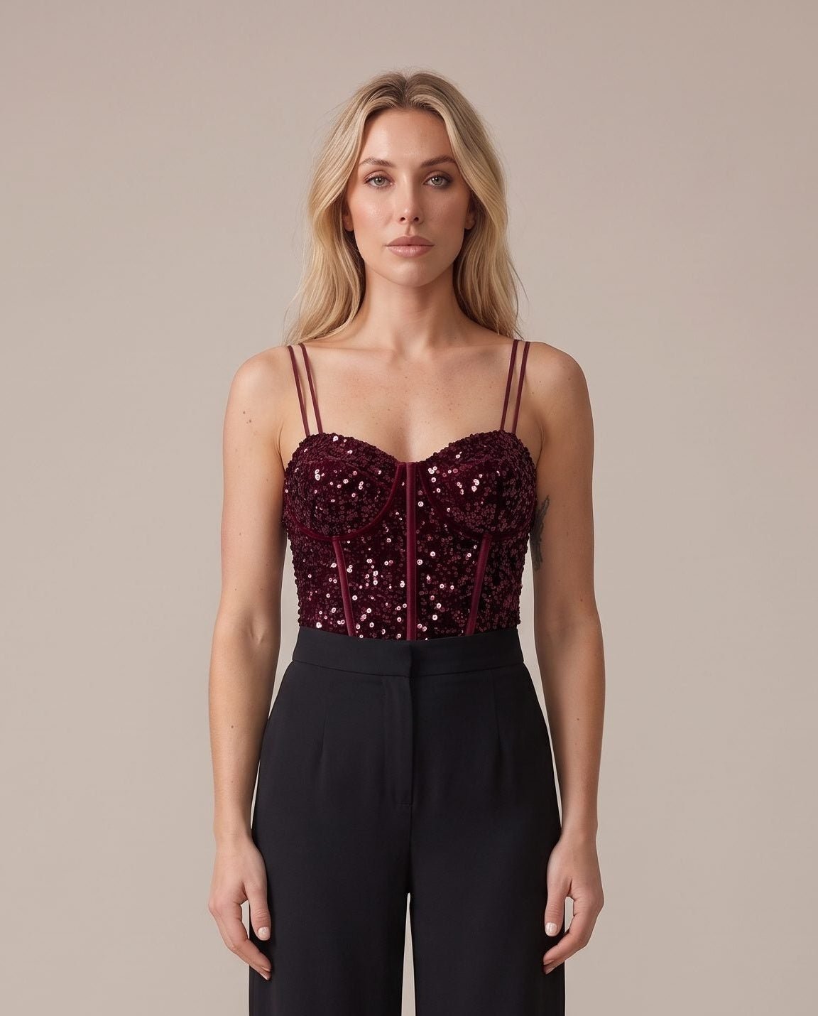 Body bustier in velluto con paillettes SCINTILLA - Follie by Alice Immagine secondaria del prodotto
