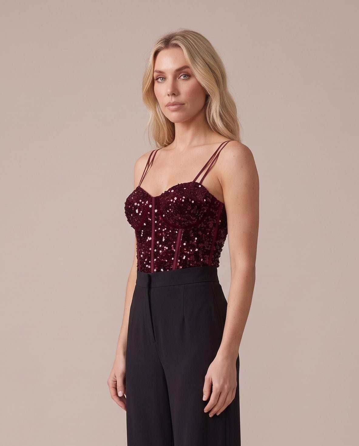 Body bustier in velluto con paillettes SCINTILLA - Follie by Alice Immagine secondaria del prodotto