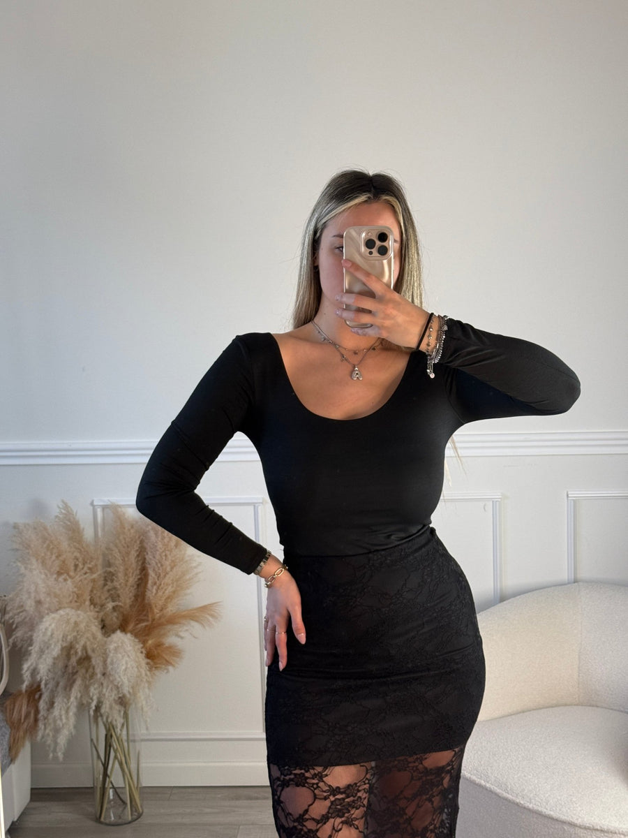 Body girocollo a maniche lunghe