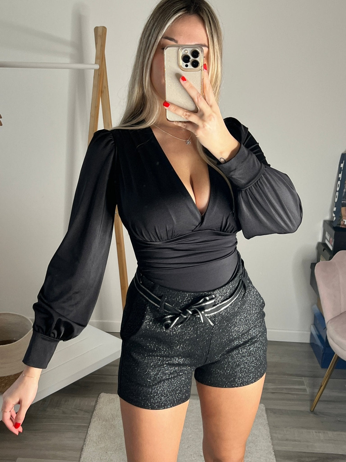 Body in raso satin a maniche lunghe - Follie by Alice
