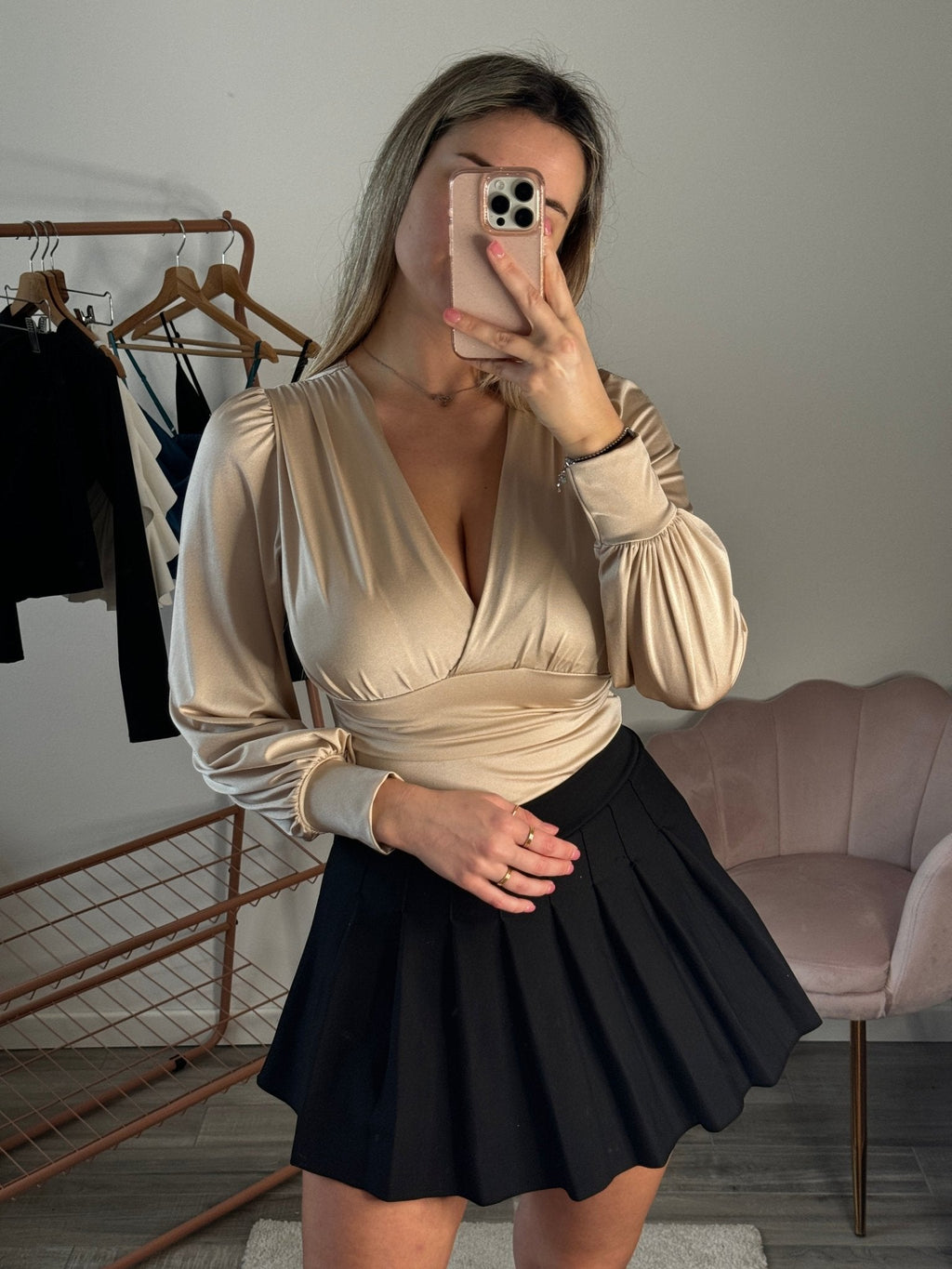 Body in raso satin a maniche lunghe - Follie by Alice