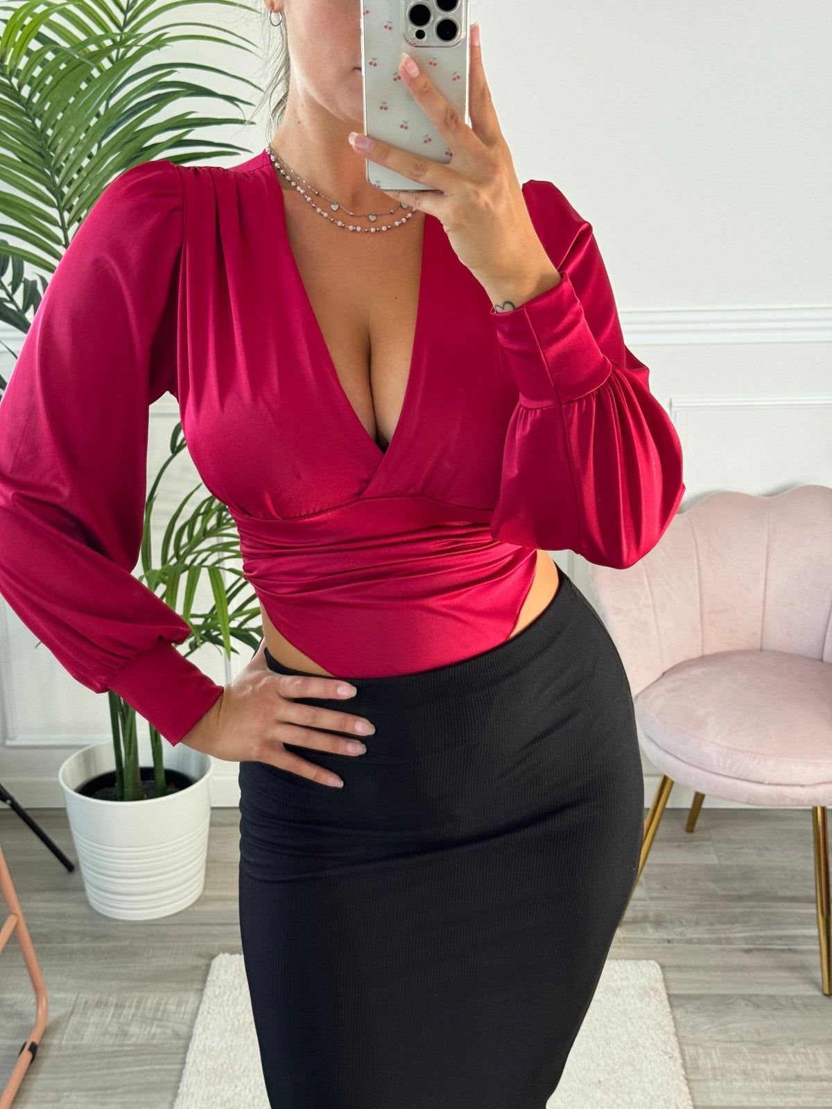 Body in raso satin a maniche lunghe - Follie by Alice