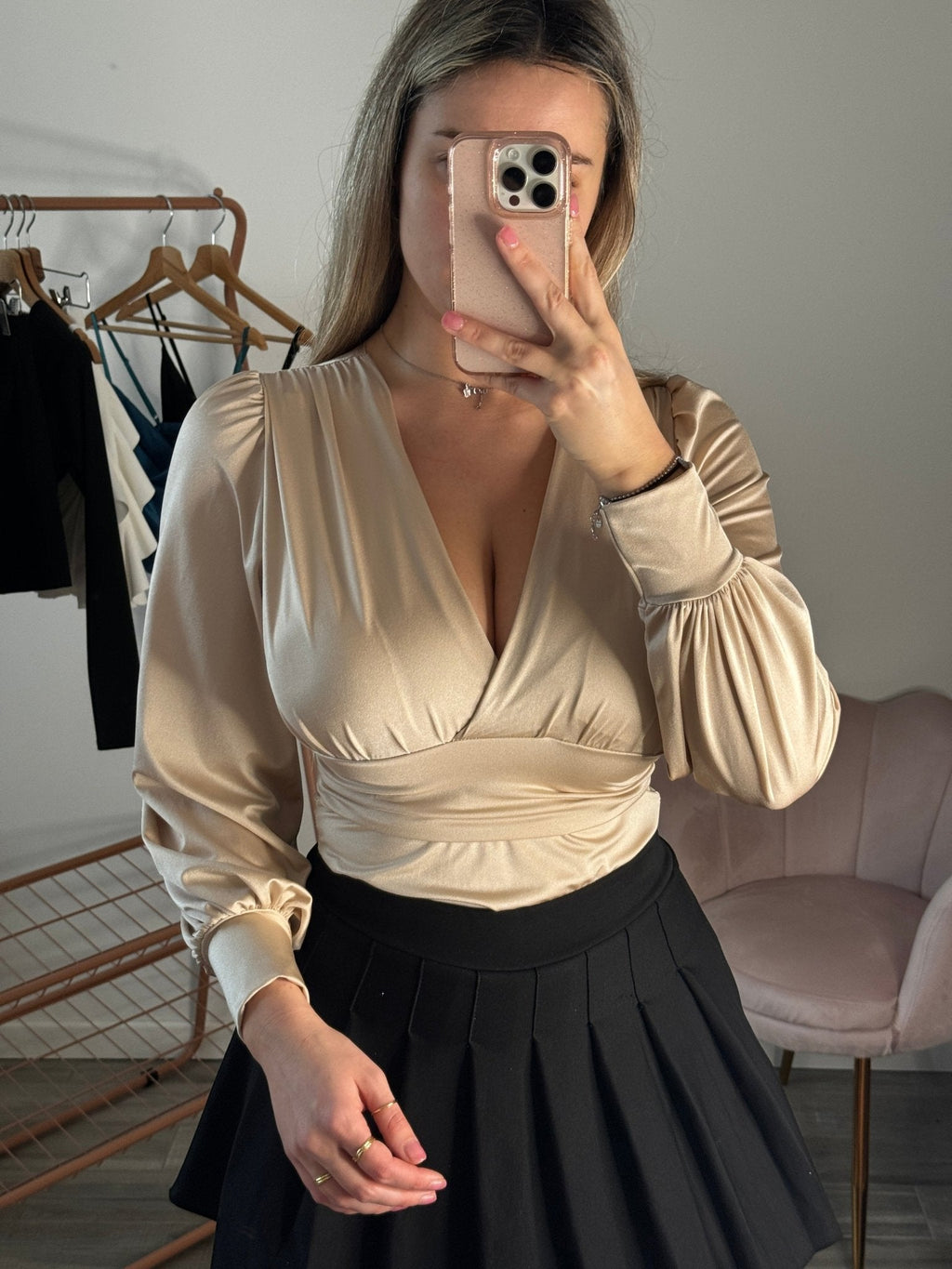 Body in raso satin a maniche lunghe - Follie by Alice