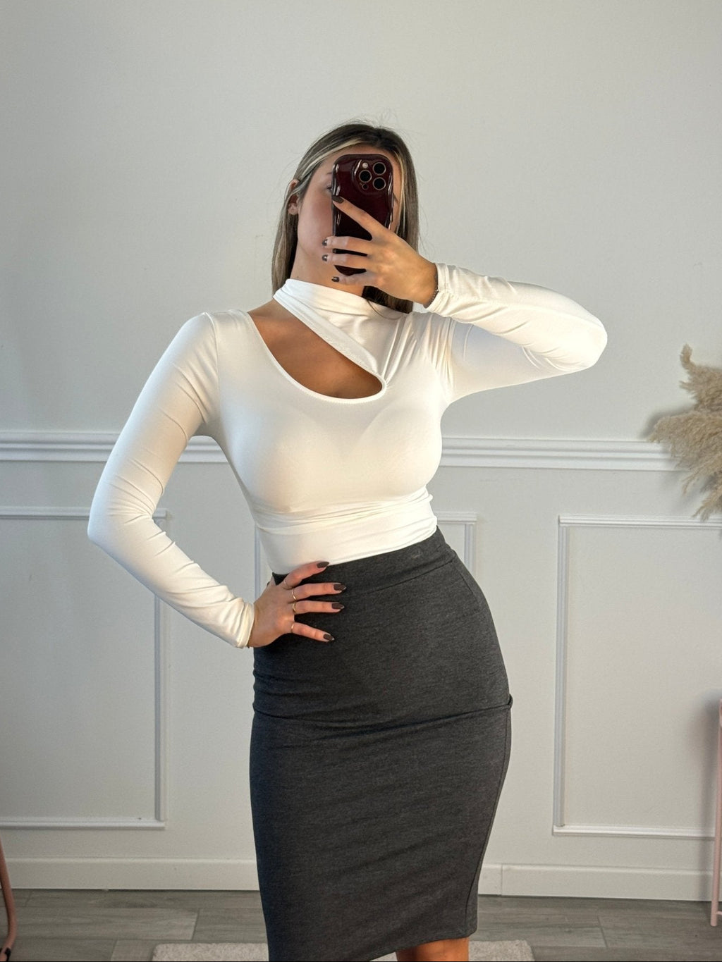 Body satin a maniche lunghe con cut - out - Follie by Alice