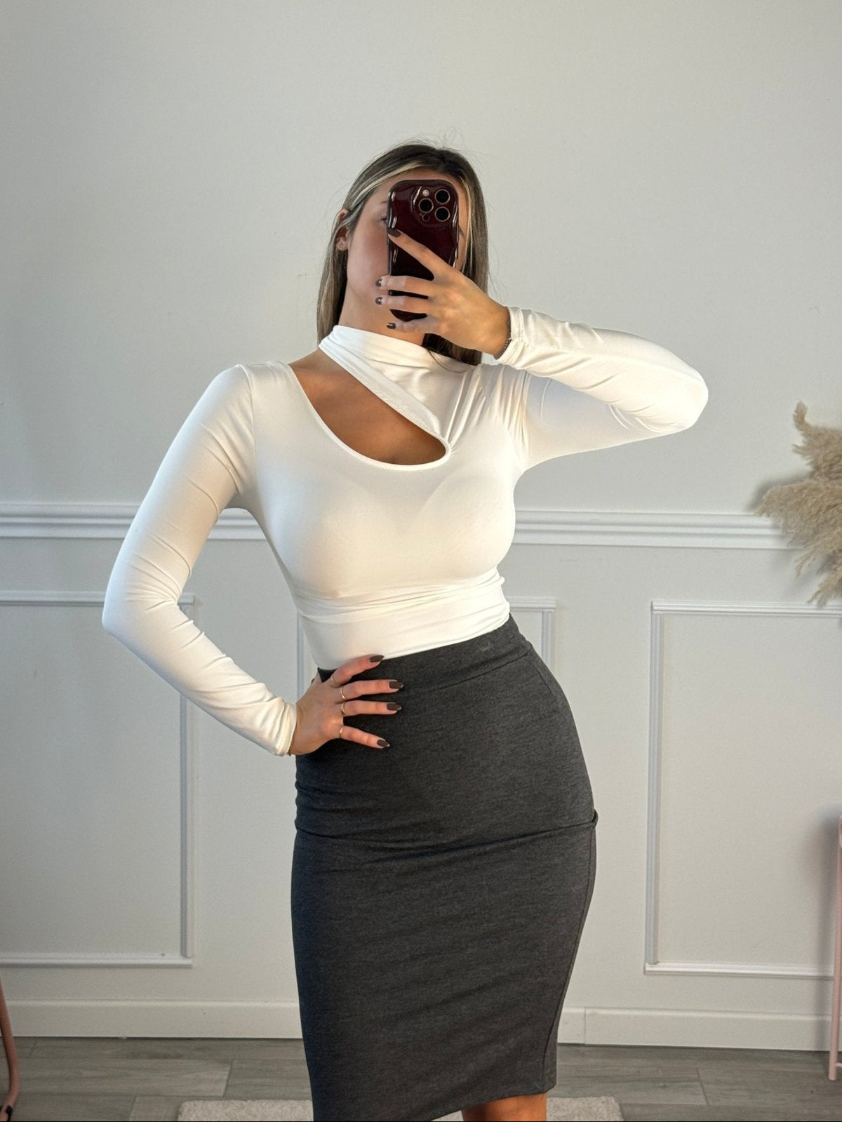 Body satin a maniche lunghe con cut - out - Follie by Alice