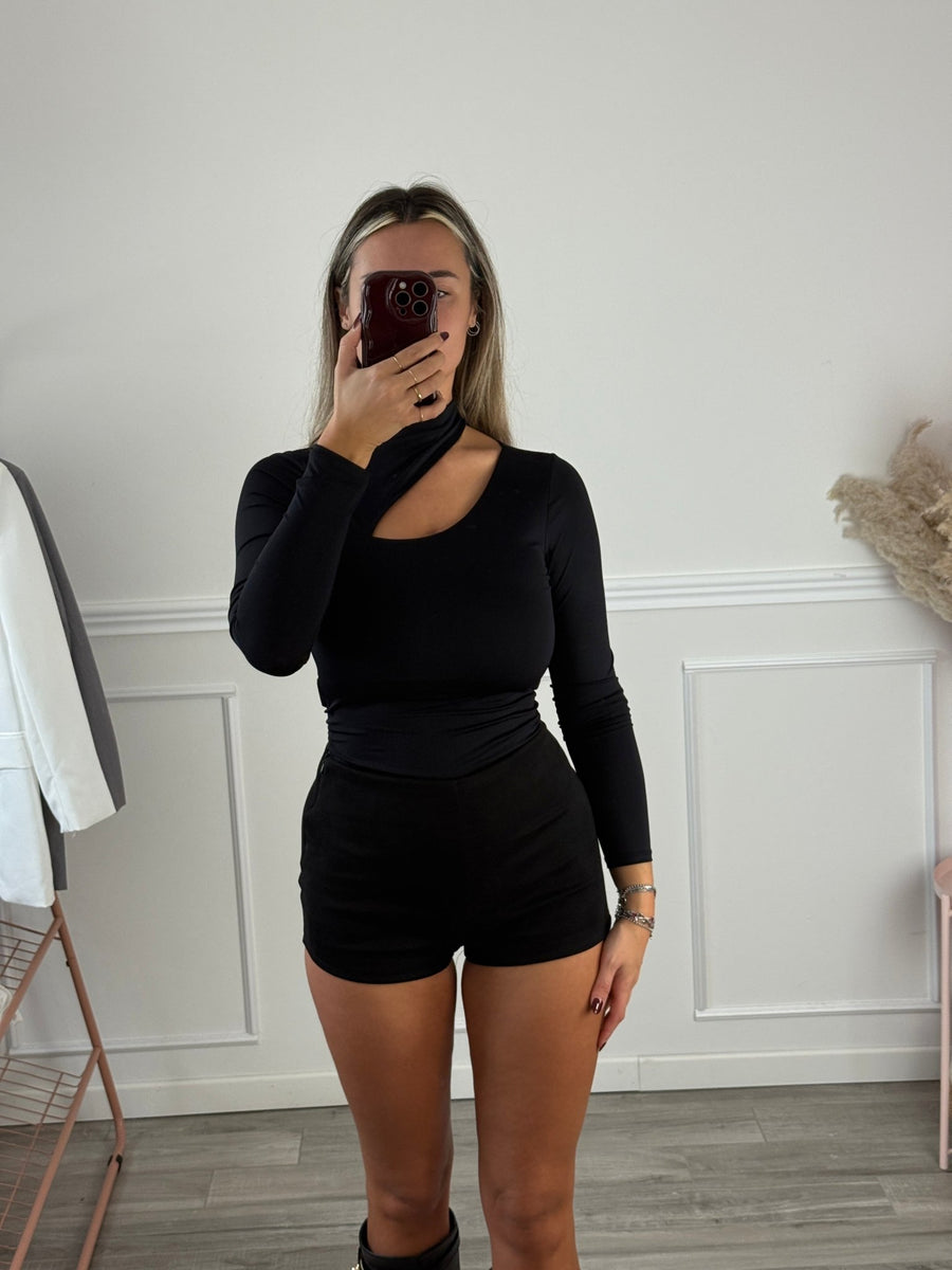 Body satin a maniche lunghe con cut-out – alternate