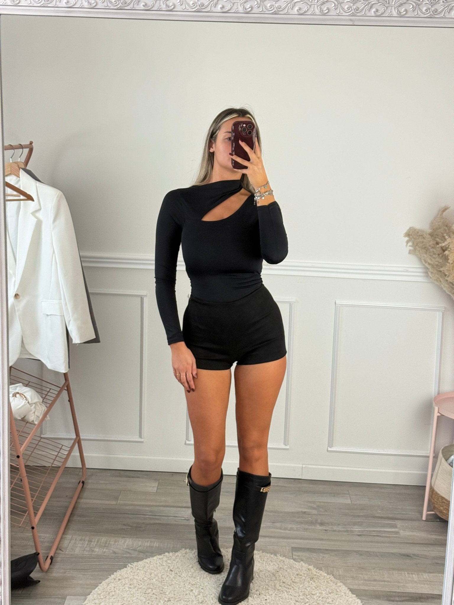 Body satin a maniche lunghe con cut - out - Follie by Alice