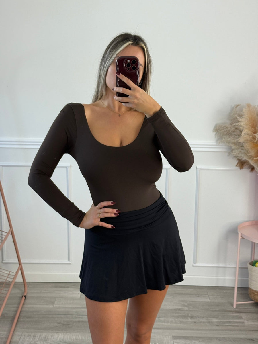 Body satin a maniche lunghe LUMIA