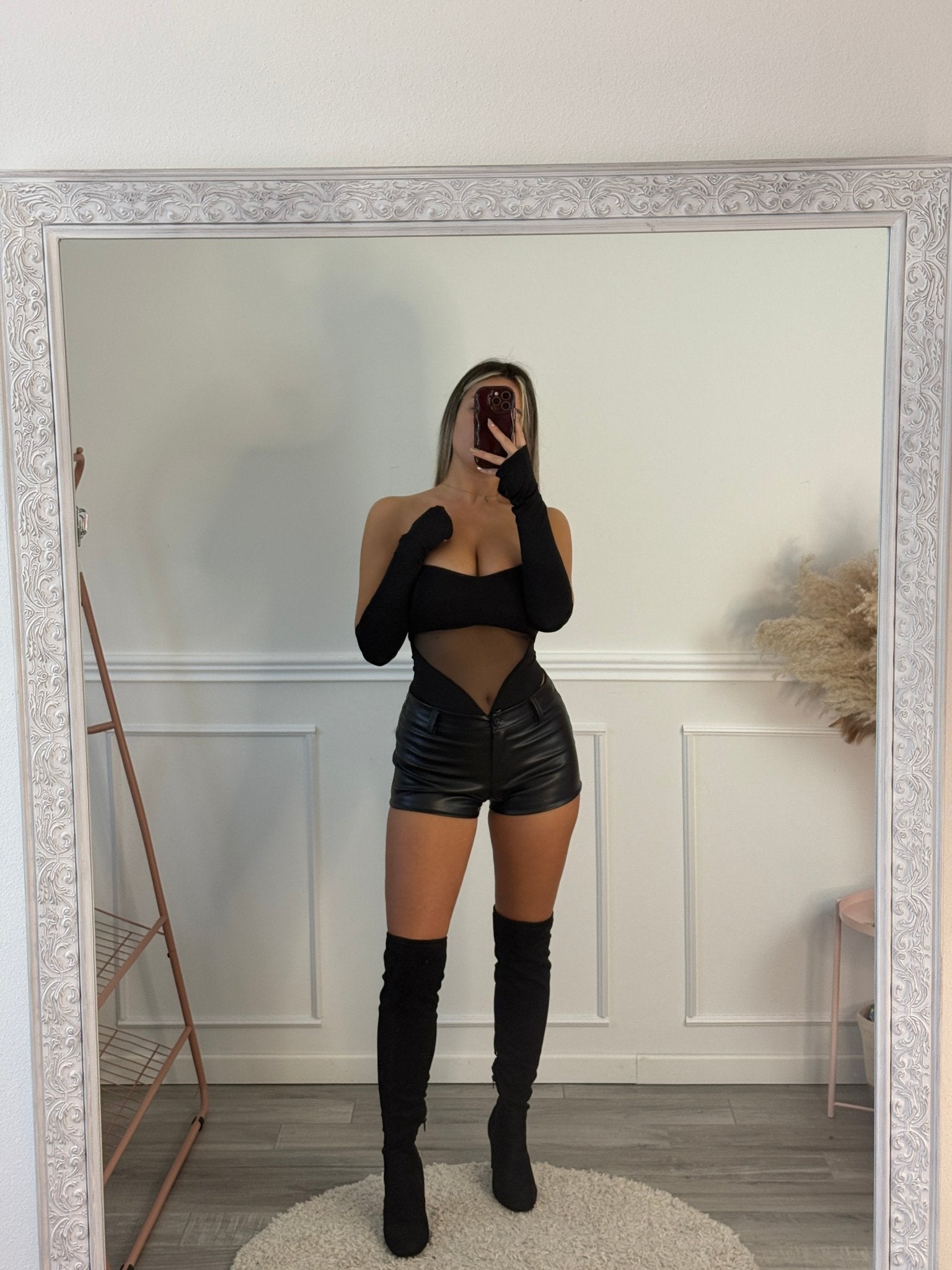 Body sgambato a fascia con inserto velato e manicotti - Follie by Alice