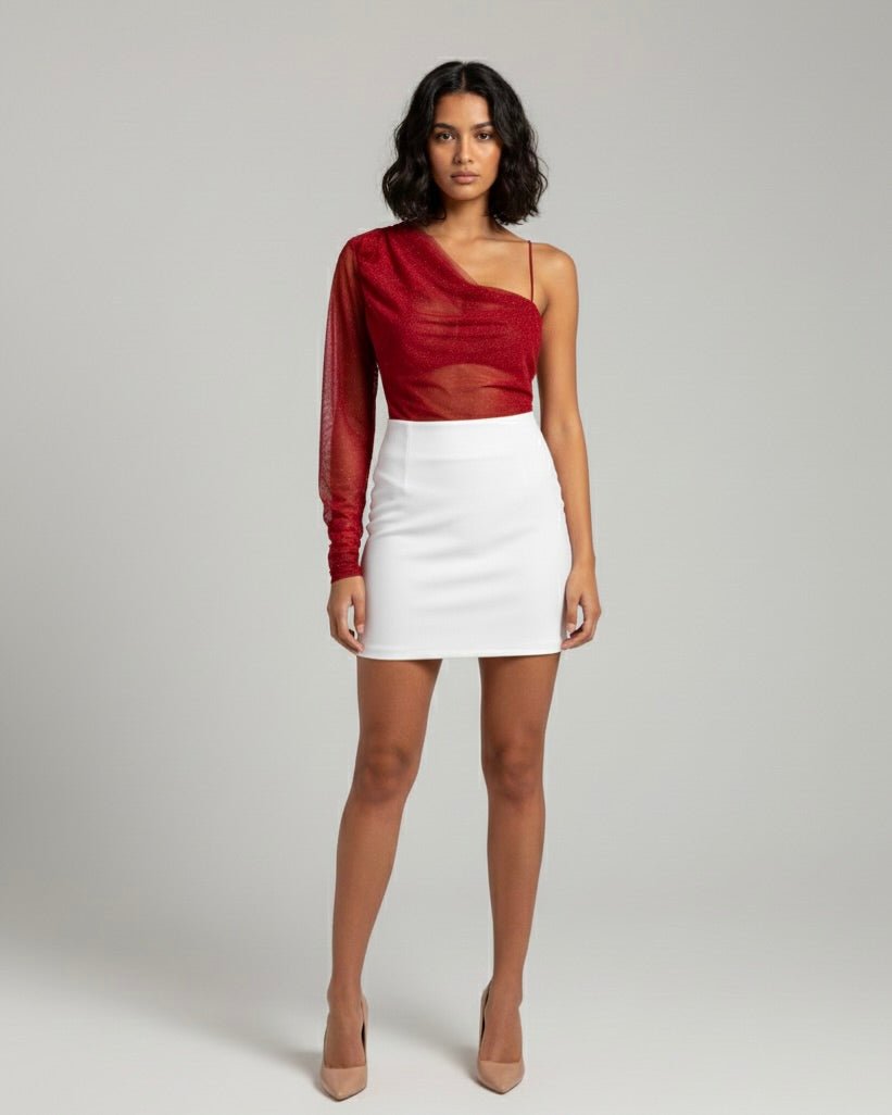 Body velato brillante monospalla - Follie by Alice