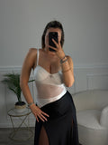 Body velato con strass gioiello e coppe strutturate