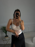 Body velato con strass gioiello e coppe strutturate