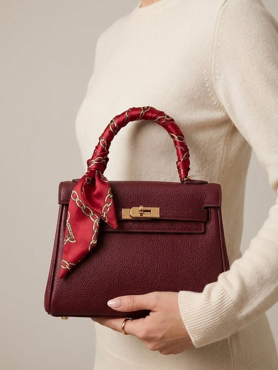 Borsa a mano con fermaglio a lucchetto e foulard - Follie by Alice