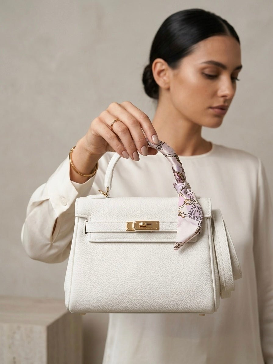 Borsa a mano con fermaglio a lucchetto e foulard - Follie by Alice