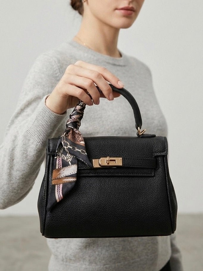 Borsa a mano con fermaglio a lucchetto e foulard - Follie by Alice