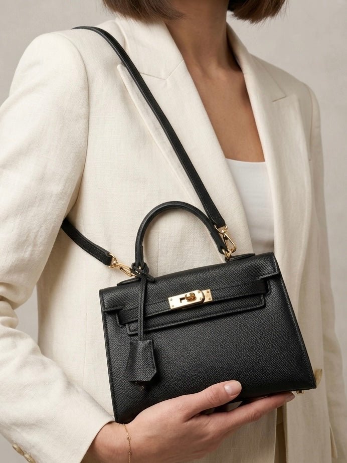 Borsa a mano con fermaglio a lucchetto