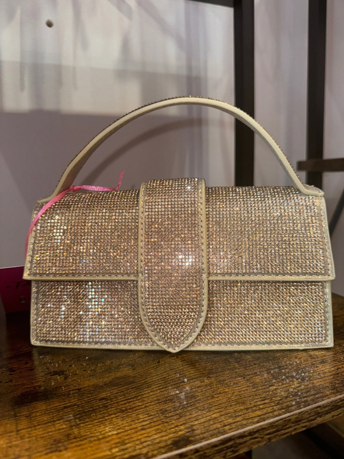 Borsa a mano con strass gioiello argento e tracolla - Follie by Alice