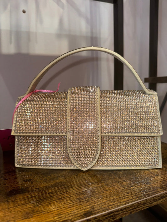 Borsa a mano con strass gioiello argento e tracolla