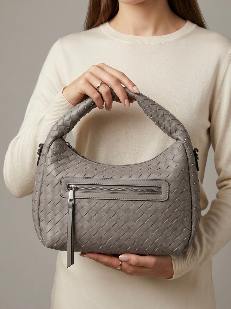 Borsa a mano effetto intrecciato Immagine secondaria del prodotto