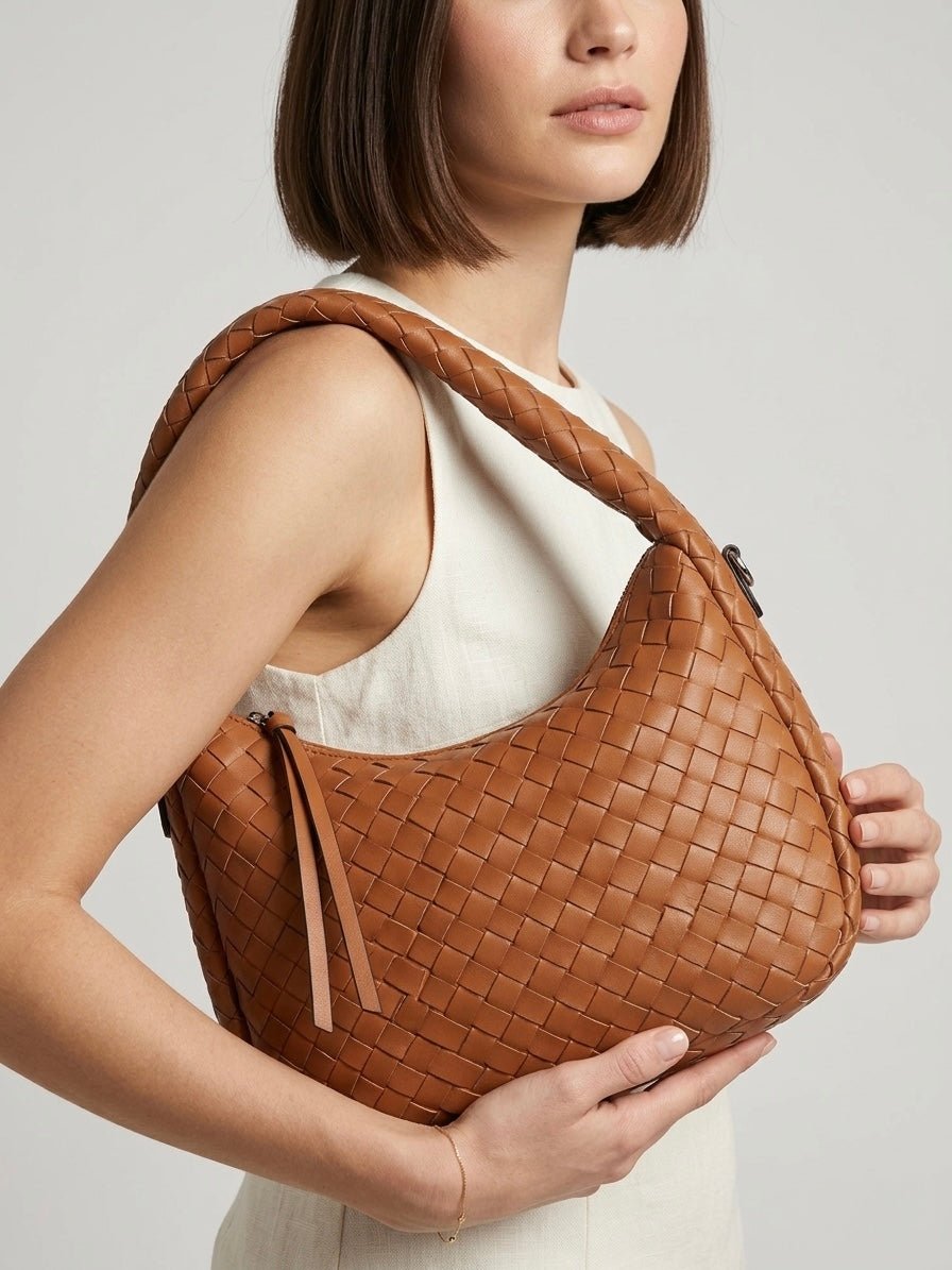 Borsa a spalla effetto intrecciato