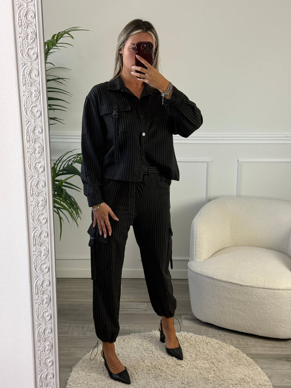 Camicia a righe effetto gessato con tasca - Follie by Alice