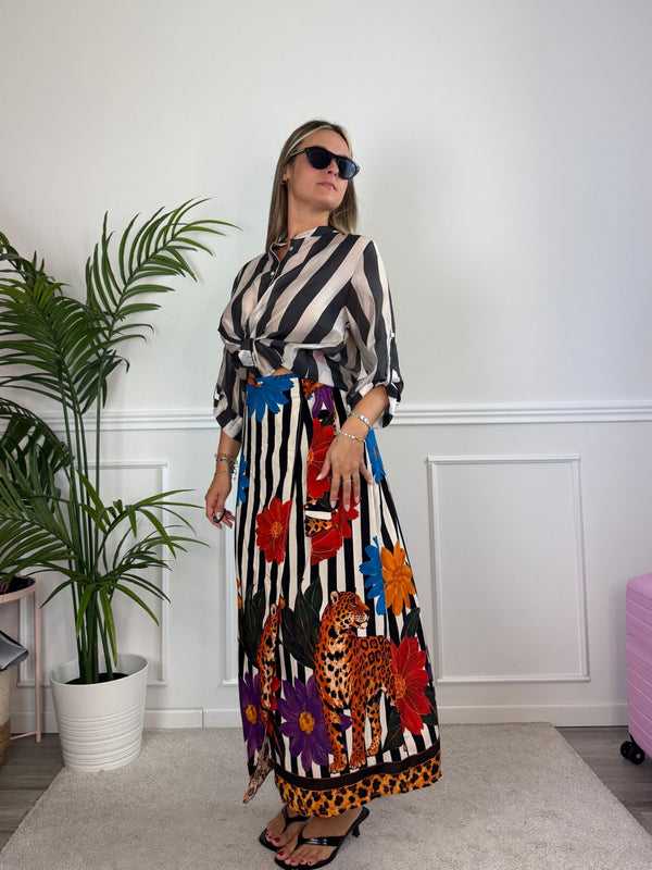 Camicia bianca in lyocell a righe nere MARRAKECH - Follie by Alice