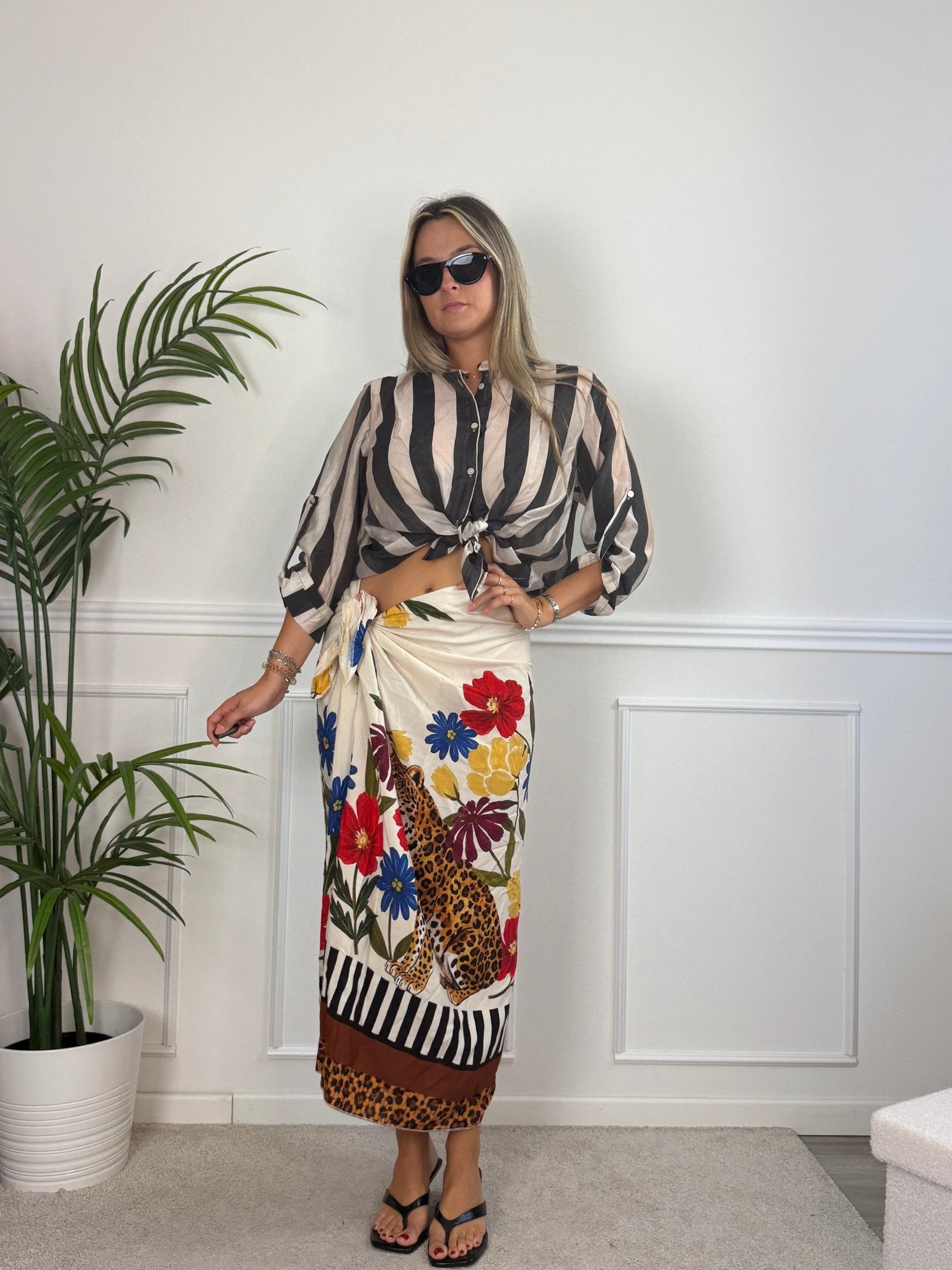 Camicia bianca in lyocell a righe nere MARRAKECH - Follie by Alice