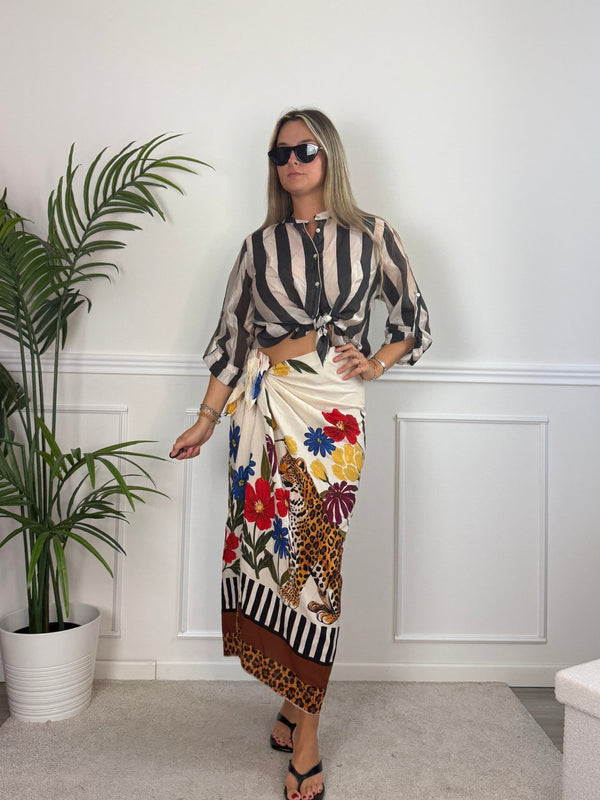 Camicia bianca in lyocell a righe nere MARRAKECH - Follie by Alice