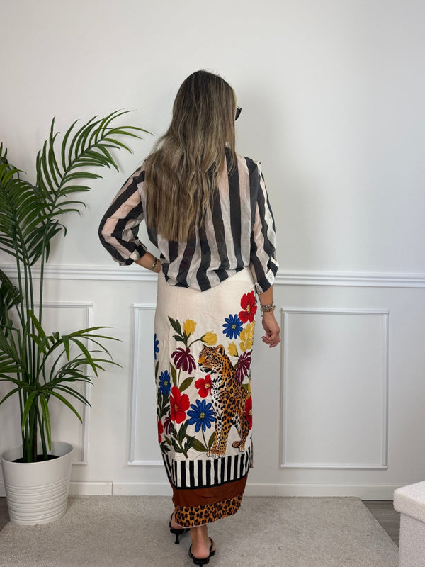 Camicia bianca in lyocell a righe nere MARRAKECH - Follie by Alice