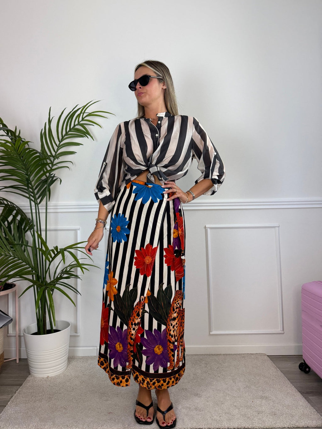 Camicia bianca in lyocell a righe nere MARRAKECH - Follie by Alice