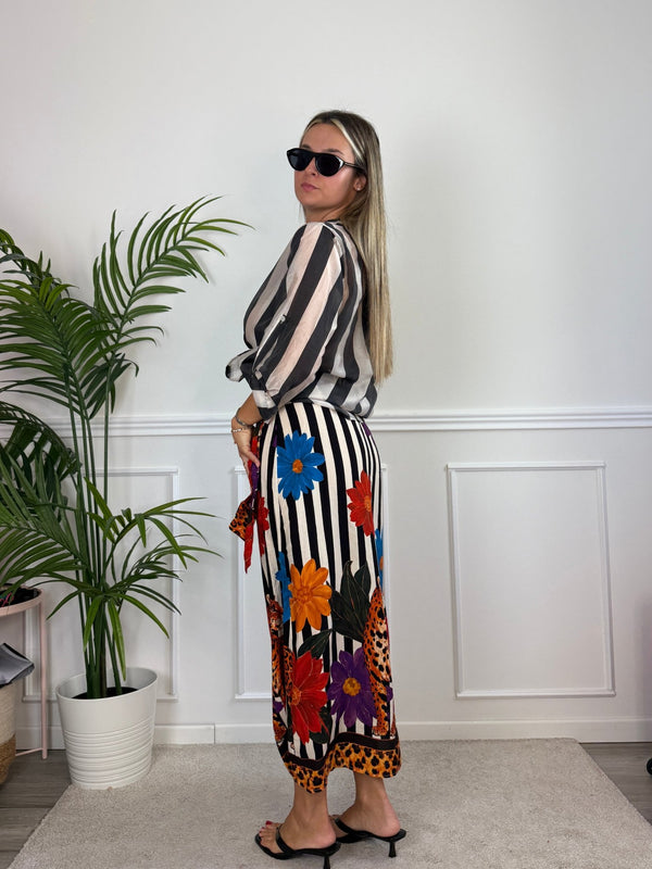 Camicia bianca in lyocell a righe nere MARRAKECH - Follie by Alice