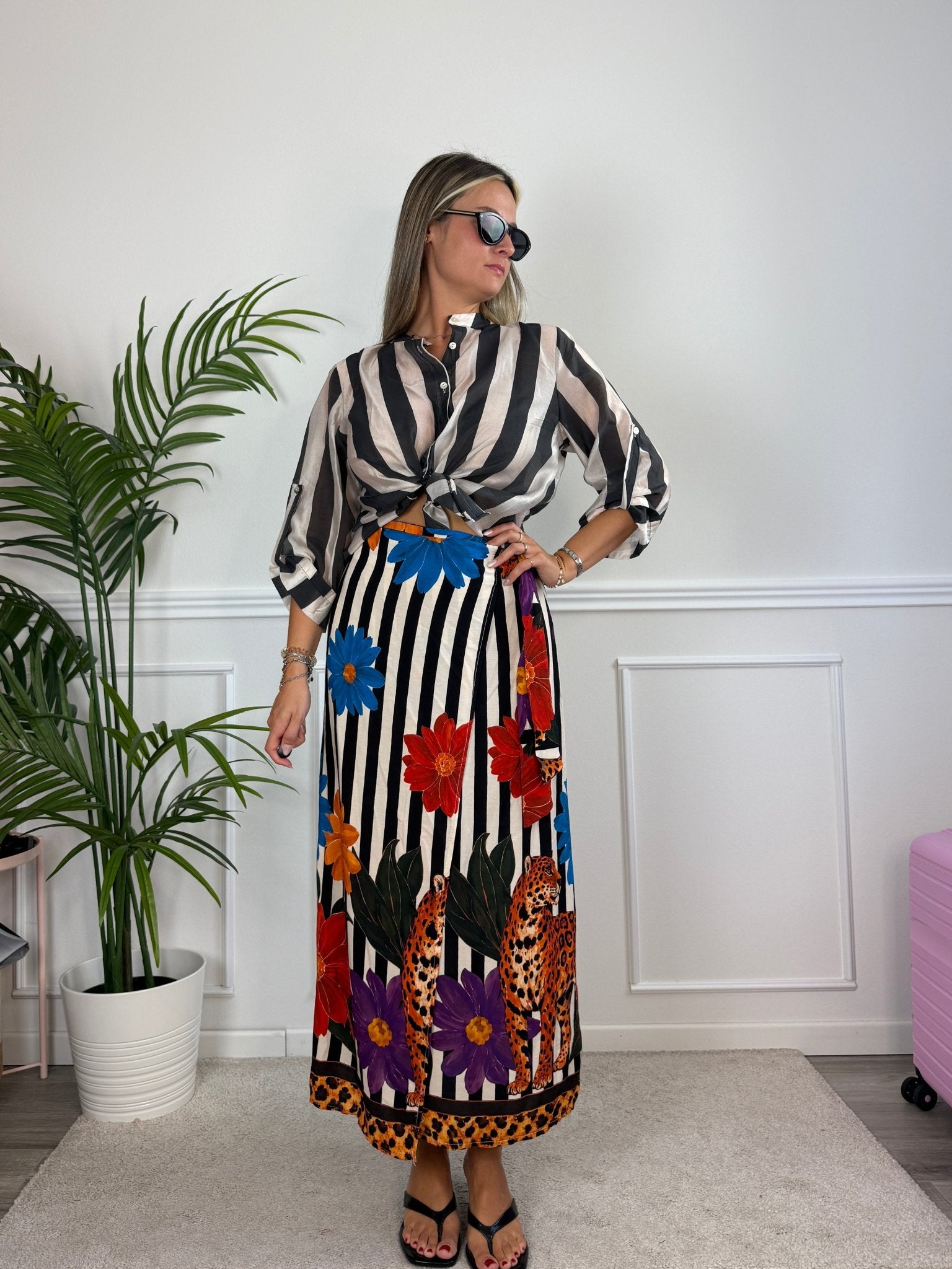 Camicia bianca in lyocell a righe nere MARRAKECH - Follie by Alice