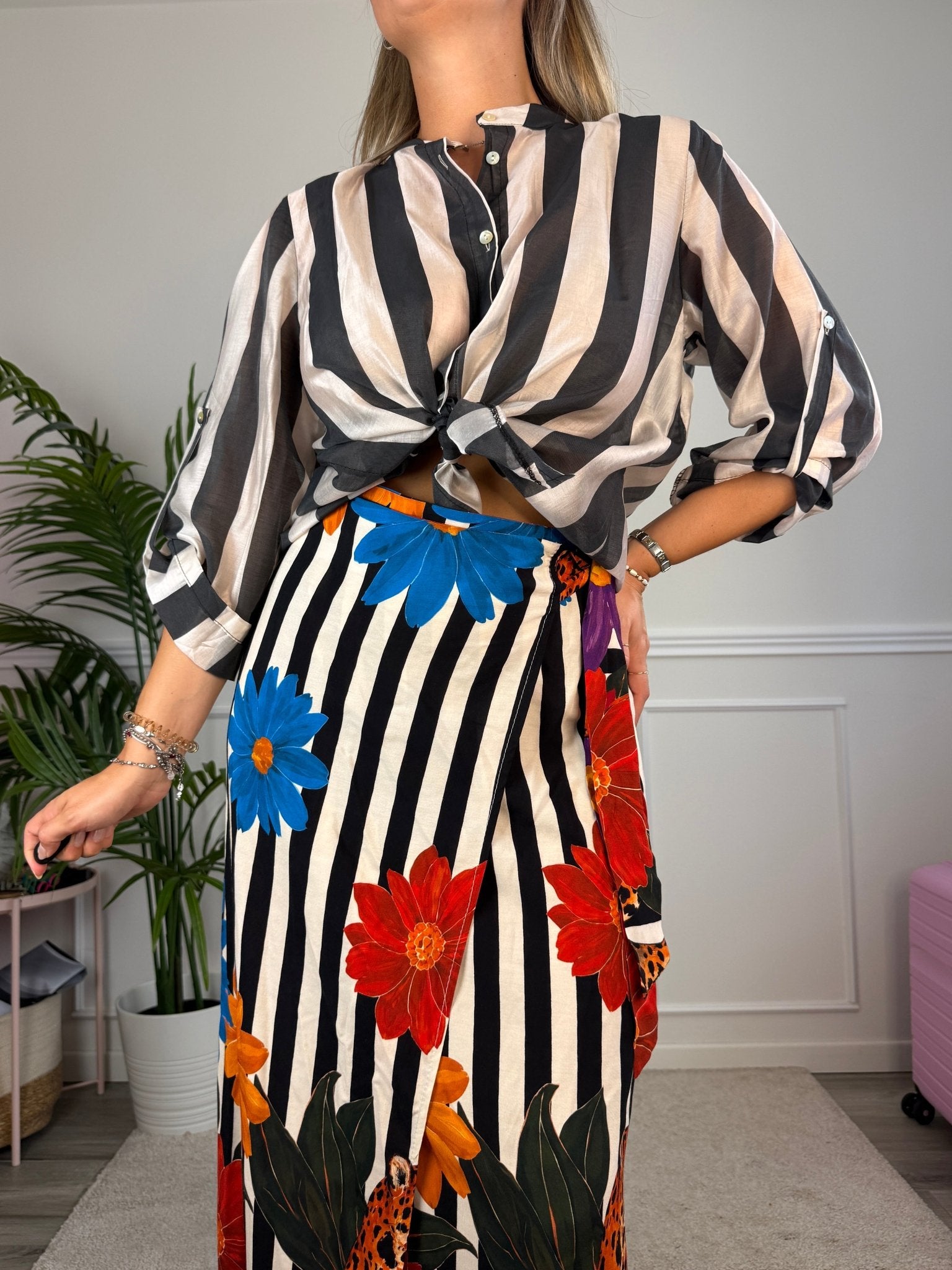 Camicia bianca in lyocell a righe nere MARRAKECH - Follie by Alice
