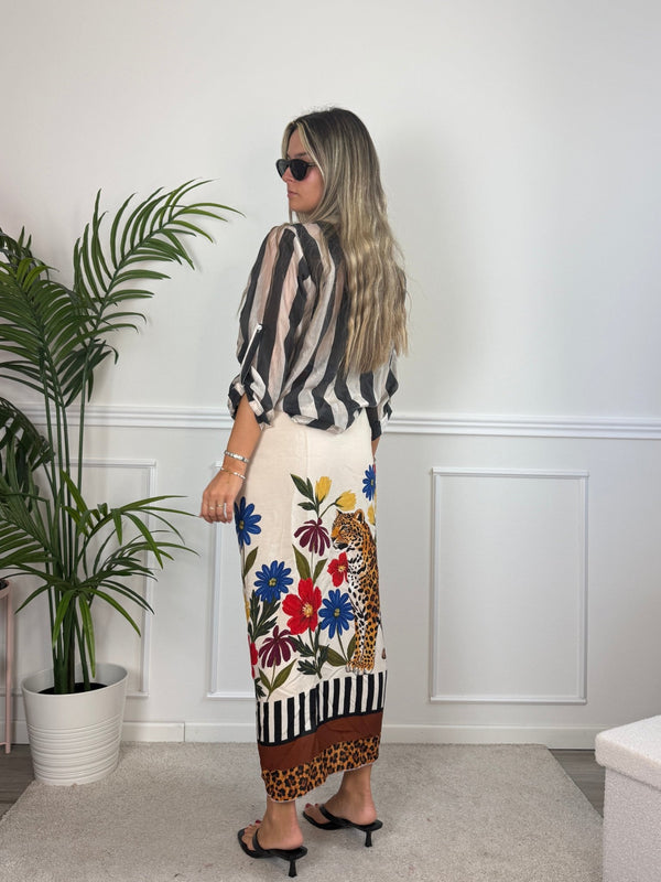 Camicia bianca in lyocell a righe nere MARRAKECH - Follie by Alice