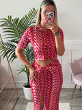 Camicia corta con fantasia etnica