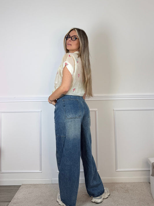 Camicia corta con fiori ROSIE - Follie by Alice 1536