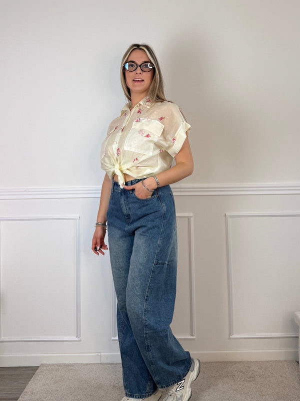 Camicia corta con fiori ROSIE - Follie by Alice