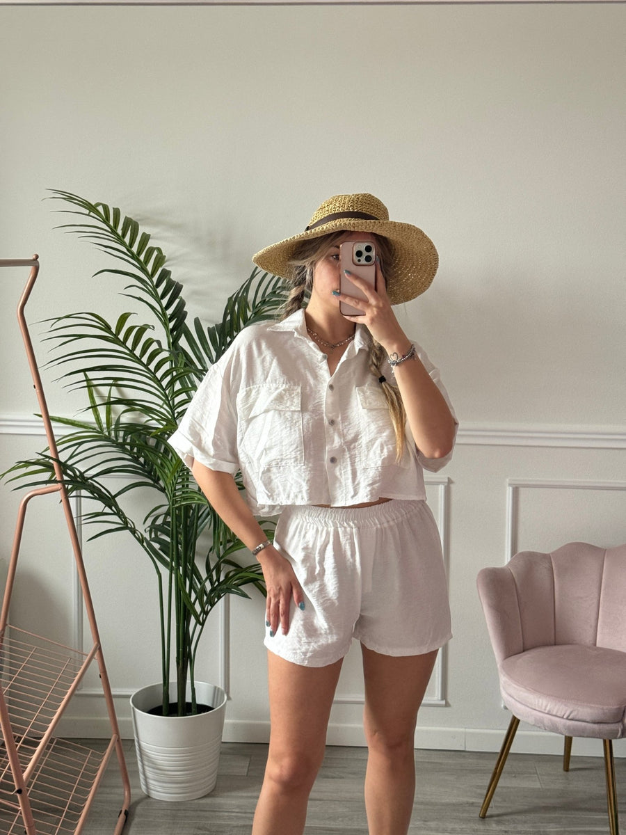 Camicia corta effetto lino – alternate